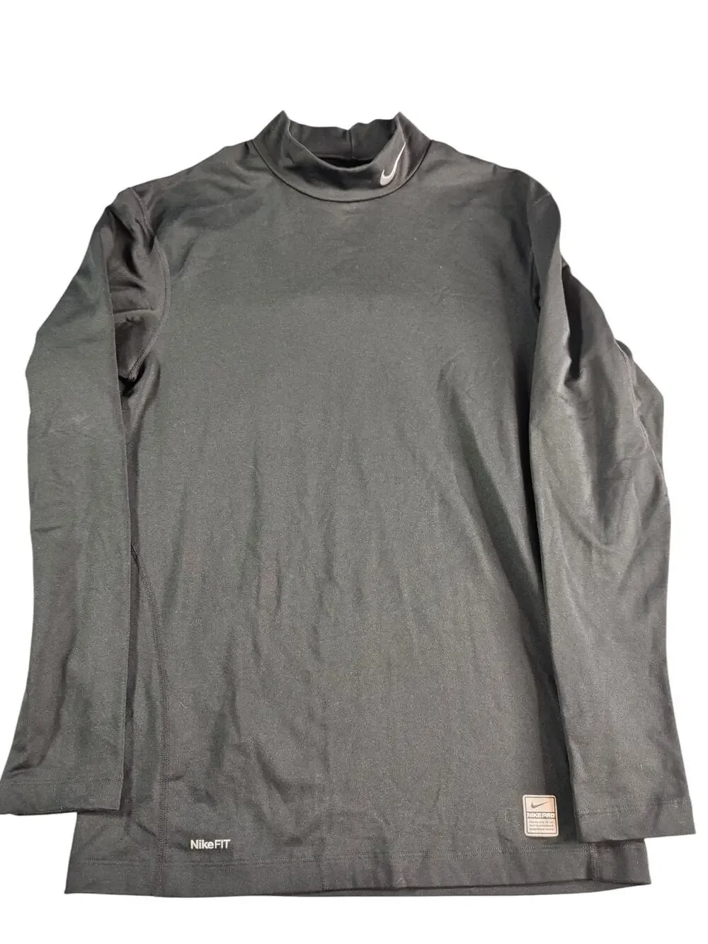 Nike Pro Compression Mens XL Black Long Sleeve Mock Neck Base Layer Shirt